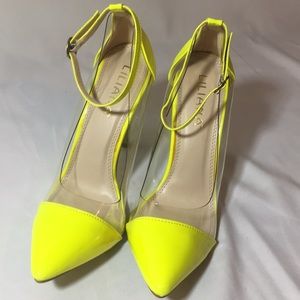 Yellow PVC heels